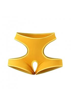 UOWEG Sexy Briefs Plus sous-vêtements Open Fashion Size Women Color File Super Lingerie Ouverte Poitrine Yellow, XXXL 