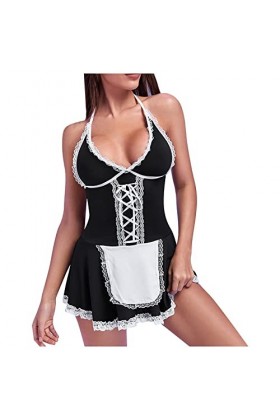 Lingerie sexy en dentelle pour femme, Noir , M