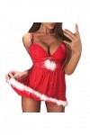 Pdakieyxnd sous-Vetements de Noël Feminins Sexy Rouge Noir Body Hot Coquin Lingerie Valentin Chaud Érotique Dentelle Féminin 