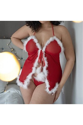 Pdakieyxnd sous-Vetements de Noël Feminins Sexy Rouge Valentin Lingerie Ouverte Chaud String Sexy Noir Collant Féminin Érotiq