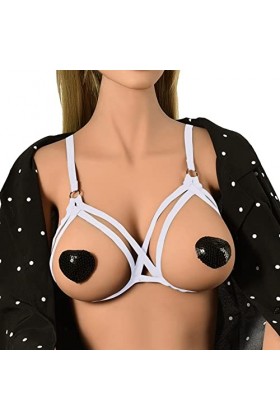 ADMAY Ensemble de sous-vêtements sexy en dentelle pour femme Soutien-gorge en coton noué à la taille creuse réglable Sous-vêt