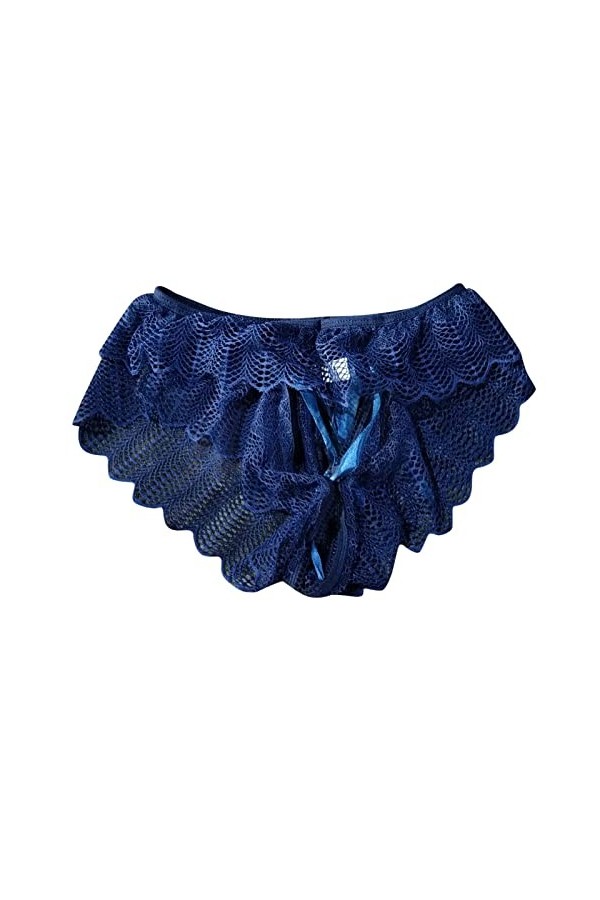 UOWEG Crochet pour Les Femmes Dentelle Lacer-Out sous-vêtements Culottes Sexy Culottes Hollow Lingerie Satin Sexy Blue, XL 