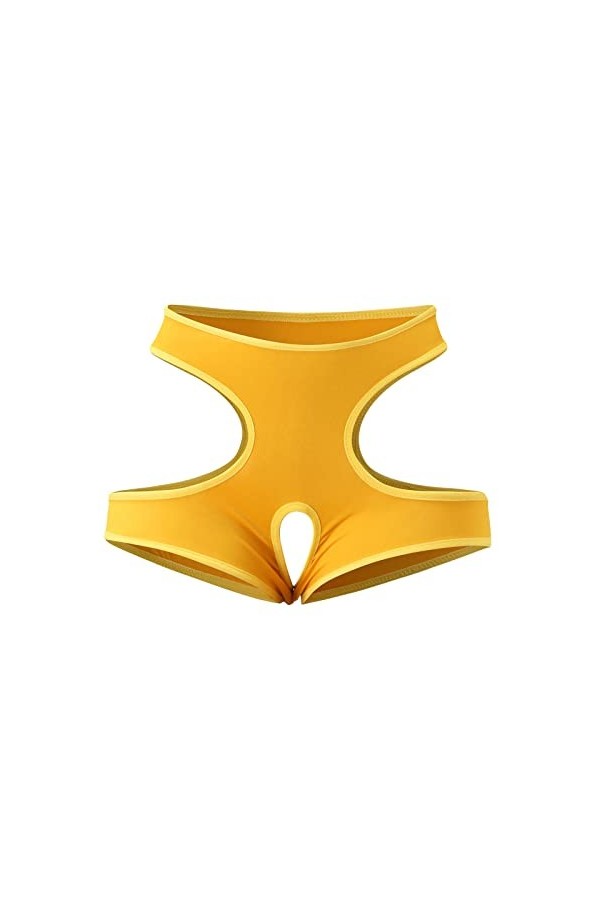 UOWEG Sexy Briefs Plus sous-vêtements Open Fashion Size Women Color File Super Lingerie Ouverte Poitrine Yellow, M 