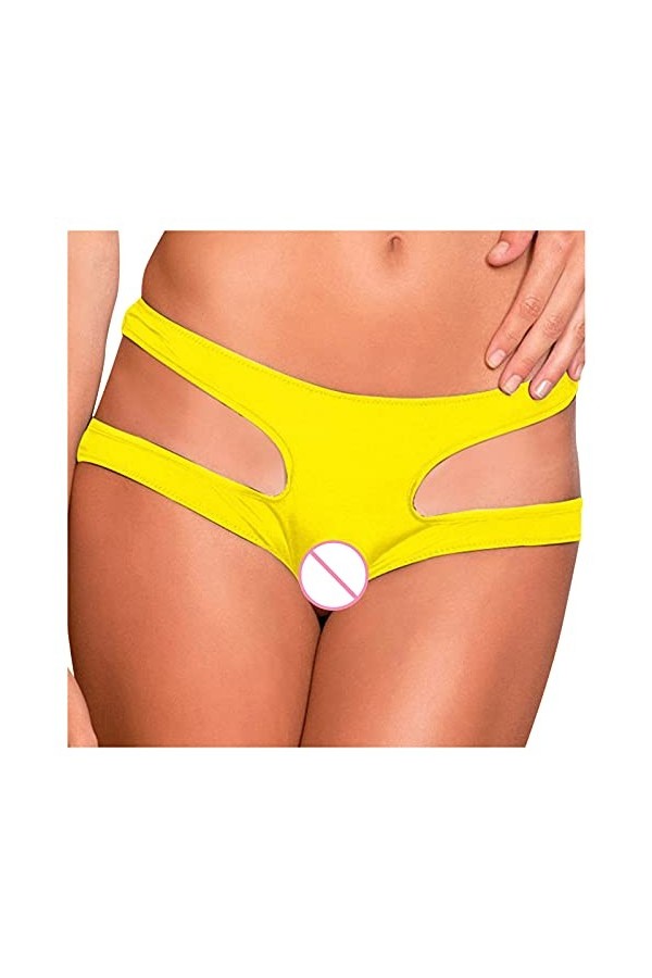 UOWEG Sexy Briefs Plus sous-vêtements Open Fashion Size Women Color File Super Lingerie Ouverte Poitrine Yellow, M 