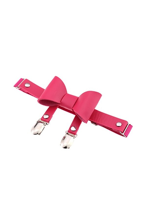 Punk Hip-Hop Party Bow Metal Double Duck Bill Clip Cuir Jarretière Jarretière Sangle de Botte Élastique anti-retrait Jarretiè