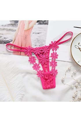 HELLORSOON String Ficelle Femme,Sexy Coquin Ouvertures Provocantes en Soie String en Dentelle Culotte Dentelle