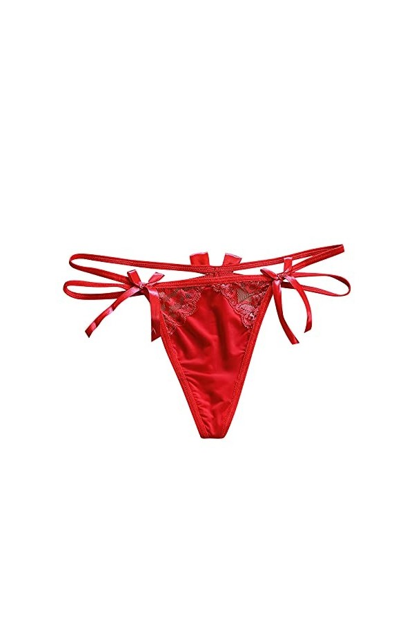 HELLORSOON String Ficelle Femme Sexy Respirabilité en Dentelle Échancré String Noir Charmant Dentelle Coquine sous-vêtements 