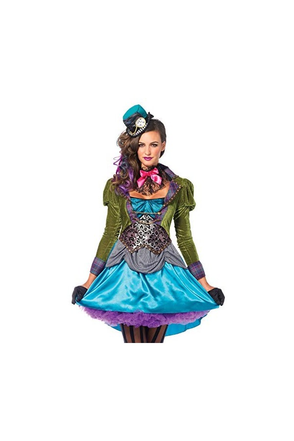 Leg Avenue Femme Mad Hatter Adult Sized Costumes, Bleu, M EU