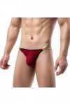 Faringoto Sous-vêtements sexy taille basse pour homme, string respirant, Rouge, Medium