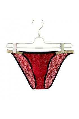 Faringoto Sous-vêtements sexy taille basse pour homme, string respirant, Rouge, Medium