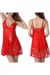 PANPANY Sexy Ladies Lingerie Sleepwear Femmes Plus Taille Dentelle Bow sous-vêtements Robe de Nuit Oups Lingerie Red, M 