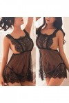 PANPANY Sexy Nightwear Lingerie Lace Womens Sleepwear sous-vêtements Taille Plus Lingeries Sexy Ouverte Black, XXL 