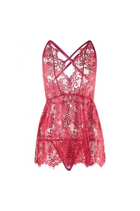 liaddkv Robe sexy en dentelle pour femme avec licou et taille, RD2, XL