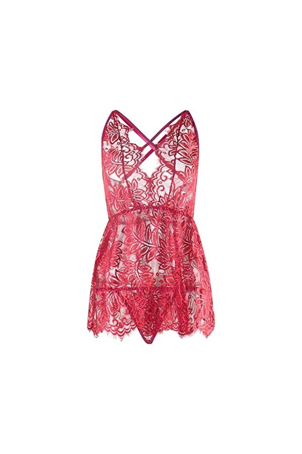 liaddkv Robe sexy en dentelle pour femme avec licou et taille, RD2, XL