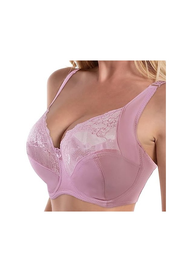 Lingerie sexy en dentelle pour femme avec anneau en acier pour fermer la paire de soutiens-gorge de lait Bustier Petit, Rose,