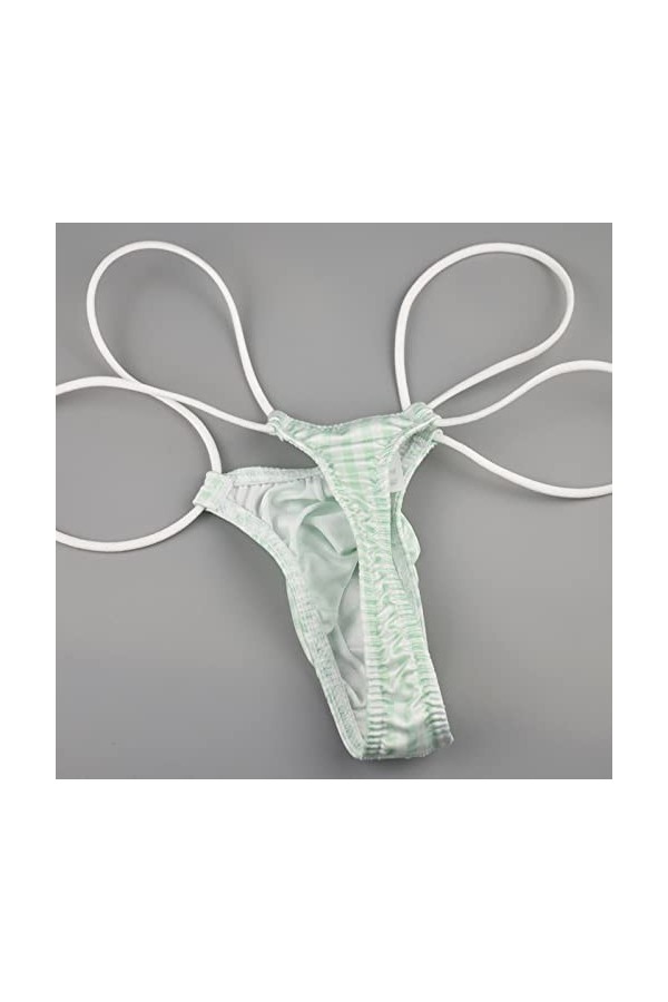 Slip Homme Hommes Plaid Imprimé Respirant Léger Taille Basse Sexy sous-Vêtements Thong Briefs Body Sexy