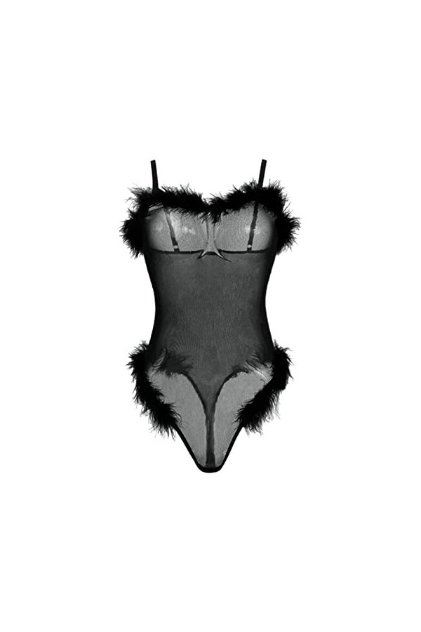 Lingerie Femme Sexy Ensemble Homme Sexy Hot y25k Femmes Lingerie Plume Mesh Body Deep V Teddy Mini Pyjama Sexy Jumpsuit Body 