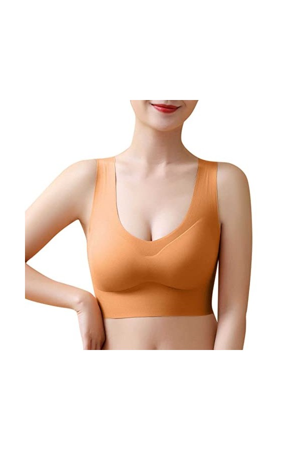 Brassière Femme Sexy Soutien-Gorge de Sport Grande Taille et Sexy sans Armature Effet de Rassemblement et Soutien
