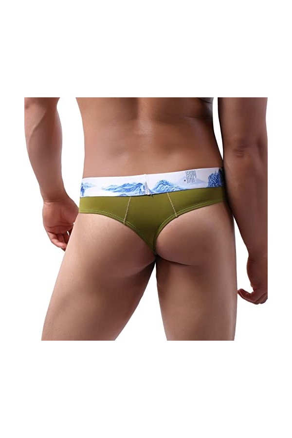 Générique String Homme Sexy Hot Dentelle Slips Boxer Slip Homme en Nylon Soyeux Style Porcelaine Bleu et Blanc Frais Garder s