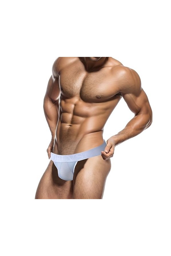 Boxer Homme Maillot de Bain Sexy Briefs Thong Sexy U Mesh Transparent Double String Pantalon Pour Hommes Avec Taille Basse Et