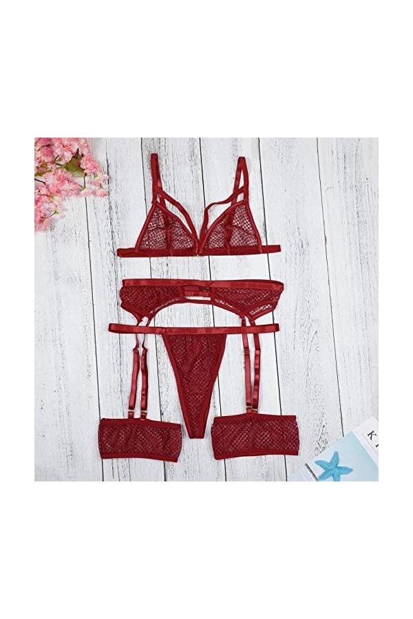 Vêtements De Nuit Femme Sexy Ensemble Soutien Gorge et String Dentelle Lingerie Sexy Ensemble Erotique sous-Vetements 2 Pièce