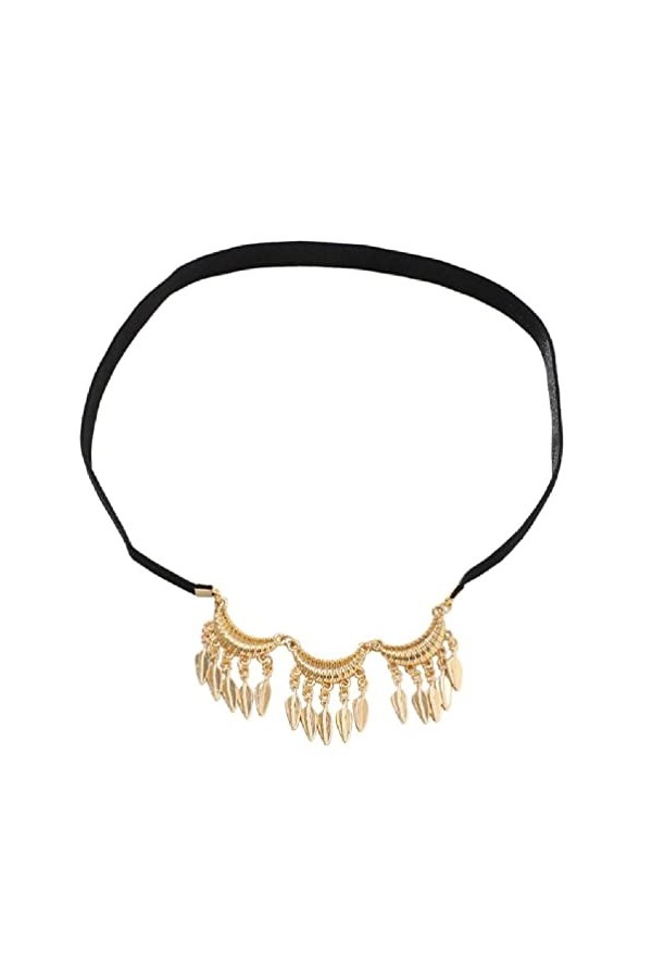 Cuisse Pendentif Bandes Élastiques Noires Jambe Réglable Sexy Chaînes Cuisse Or