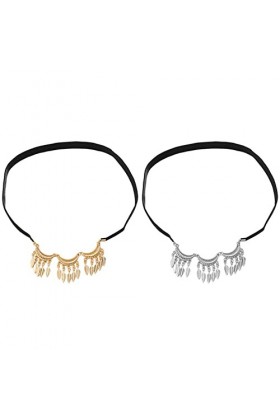 Cuisse Pendentif Bandes Élastiques Noires Jambe Réglable Sexy Chaînes Cuisse Or