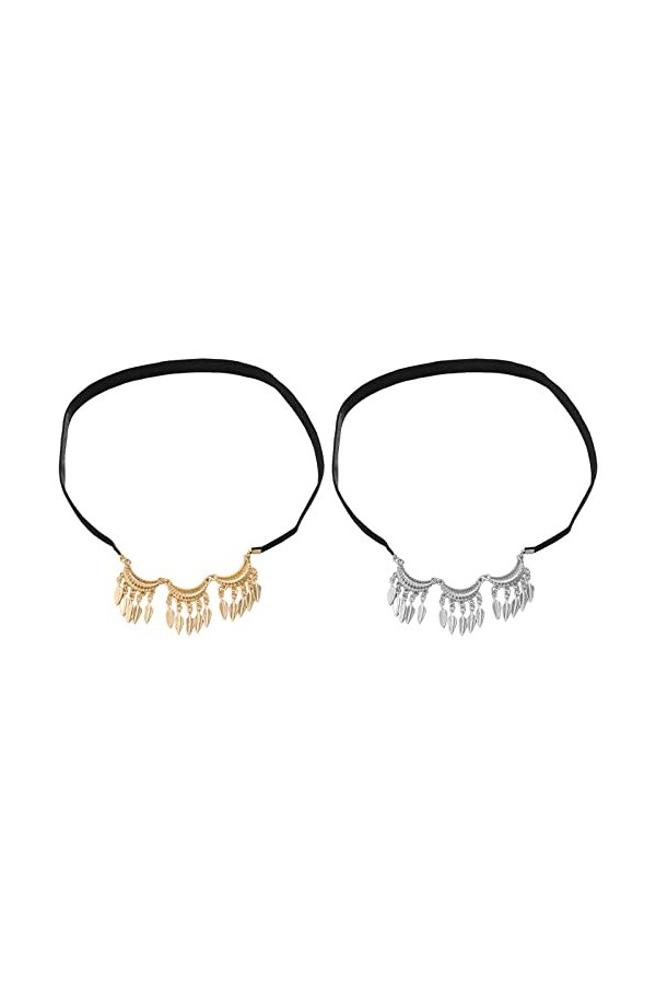 Cuisse Pendentif Bandes Élastiques Noires Jambe Réglable Sexy Chaînes Cuisse Or