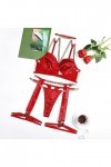 String Lingerie Sexy Ultra Sexy Mode Mesh Transparent Sling Fendu Sexy Sous-vêtements Lingerie Manteau, rouge, L
