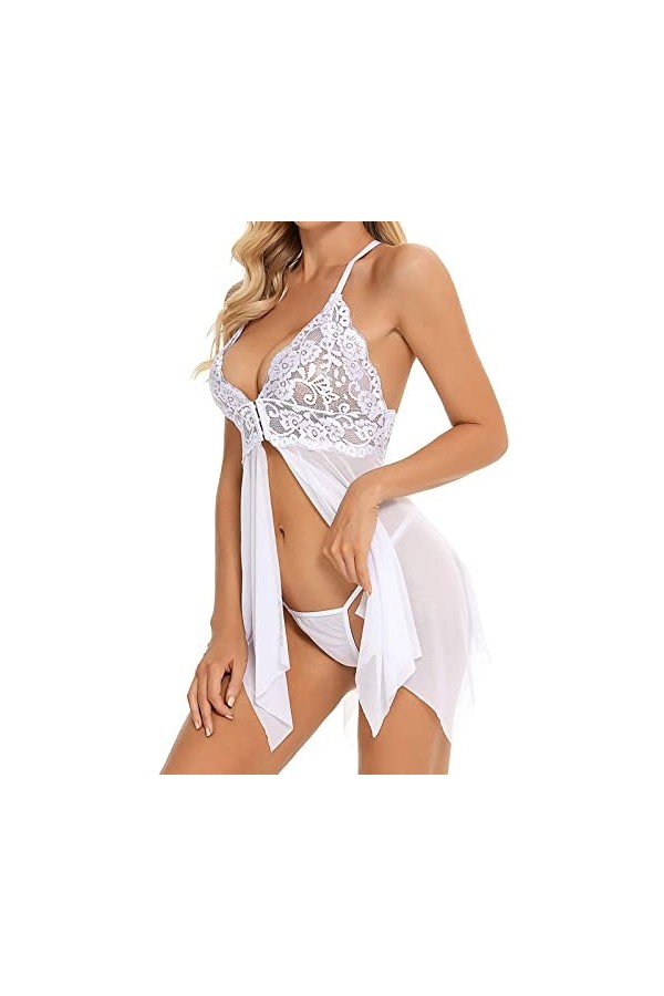 Viunychn Lingerie sexy pour femme - Dentelle push-up - Rouge - Dentelle florale - Lingerie sexy pour femme - Lingerie sexy - 