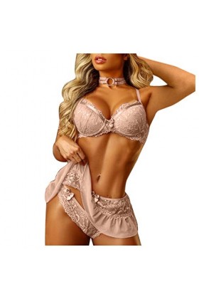 Lingerie Sexy Femme Body et Combinaison Les Femmes Bra Eyelash Thong Ensemble Lingerie Sexy Dentelle Sexy Creux sous-vêtement