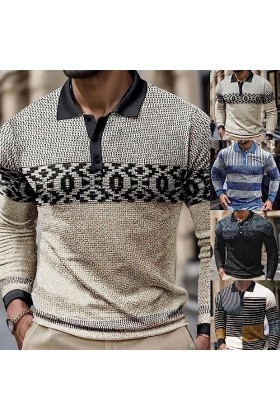 Polo imprimé pour homme avec demi-boutonnière - T-shirt de sport pour homme - T-shirt de course fonctionnel - Tennis - Travai