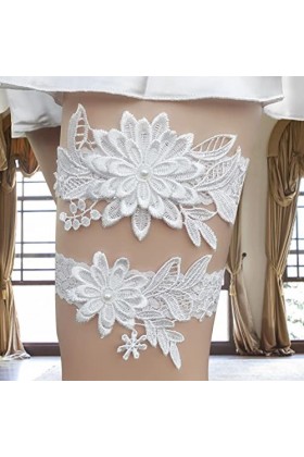 mariage, porte-jarretelles mariage en dentelle florale, porte-jarretelles en dentelle avec perles, jarretières élastiques en 