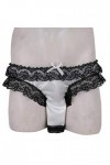 UOWEG Sexy Mens Lace Briefs Open Butt Low G-String Thong sous-vêtements Culottes Mannequin Lingerie White, M 