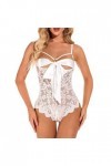 Gelb&Schwarz Jupe Ronde Dames Sexy Dentelle Entrejambe Combinaison Lingerie Sexy White, XL 