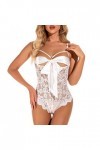 Gelb&Schwarz Jupe Ronde Dames Sexy Dentelle Entrejambe Combinaison Lingerie Sexy White, XL 