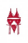 Ladies Lingerie Sexy Dentelle Ceinture de jarretière Jeu de Lingerie de Mode Sexy Dentelle Red, S 