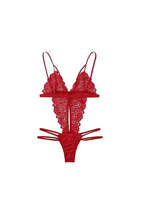 Tenue Sexy Femme Coquine Hot Luxe Chic Vetements Lingeries Dentelle Hot Victoria Rouge Lingerie Transparente Ouverte Transpar