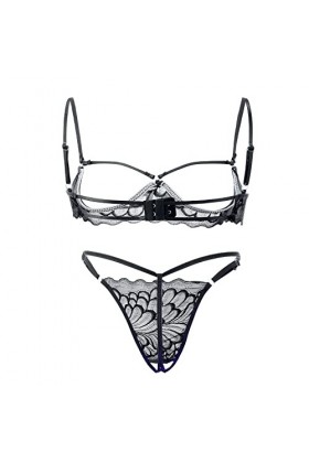 Fulidngzg Lingerie érotique Ouvert 2 pièces pour femme Lingerie sexy Tenue soutien-gorge et culotte porte-jarretelles Lingeri