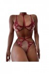 liaddkv Ensemble bague lingerie sexy lingerie sexy sans perspective soutien-gorge en acier 2 pièces collier femme culotte sex