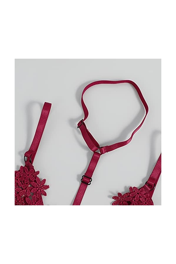 liaddkv Ensemble bague lingerie sexy lingerie sexy sans perspective soutien-gorge en acier 2 pièces collier femme culotte sex