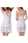 PANPANY Sexy Ladies Lingerie Sleepwear Femmes Plus Taille Dentelle Bow sous-vêtements Robe de Nuit Oups Lingerie White, XXL 