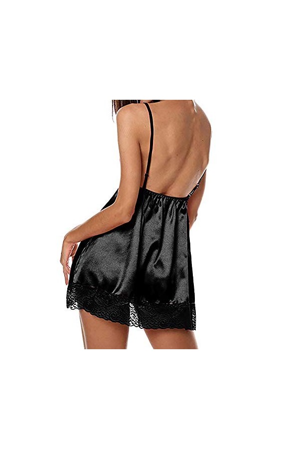 PANPANY Robe Bow Nightwear Sleepwear sous-vêtements Dentelle Femmes Lingerie Robe Sexy Lingerie Fille 5 Ans Black, M 