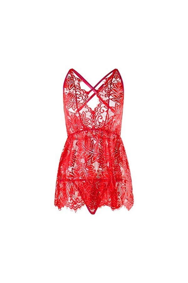 liaddkv Robe sexy en dentelle pour femme avec licou et taille, RD1, XXL