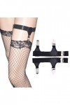 Jarretière réglable pour femme - Jarretière élastique avec clips - Style punk gothique - Pour chaussettes hautes, a-noir, tai
