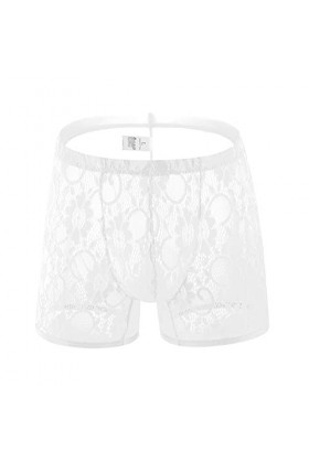 Calecon Homme Coton String en Dentelle pour Hommes Culotte de Sexe Culotte en T Transparente pour Hommes sous-vêtements Slips