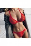 MODSGUE Bralette Lace Erotic String Sexy Dentelle Bikini Sportif Clubwear Push Up Bralette Y Culotte Set Cosplay, rouge, XL