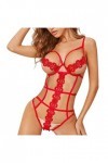 Femme Sexy Lingerie Dentelle Bretelles Sous-vêtements Sexy Sous-vêtements Body Rouge Femme Sexy, rouge, S