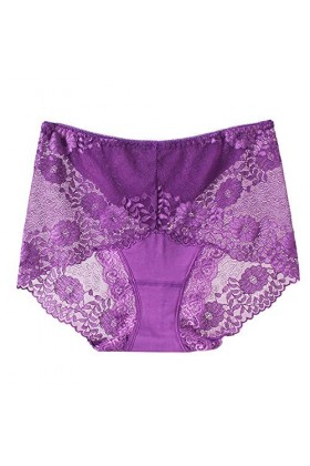 Culotte en Dentelle Transparente pour Dames Sexy de Grande Taille en Coton Creux de qualité Respirante Lingerie Catch Dark P