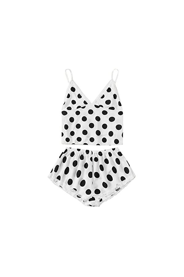 Tenues de Jeu de Rôle Femme Dentelle Camisole Soutien-Gorge Shorts Deux Pièces Pyjama Sexy Vêtements de Nuit Sous-Vêtements S